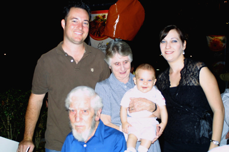Great grandpa Hyde, Dad, Great grandma Hyde, me, Mum